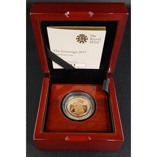 324 - 2017 QUEEN ELIZABETH II PROOF GOLD SOVEREIGN
twenty-two carat gold, 7.98 grams, in capsule and box