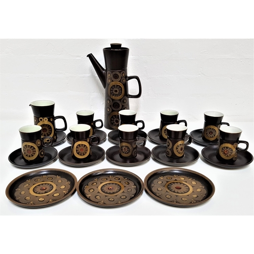 195 - DENBY POTTERY COFFEE SET
decorated in the Arabesque design, comprising a lidded coffee pot, nine cof... 