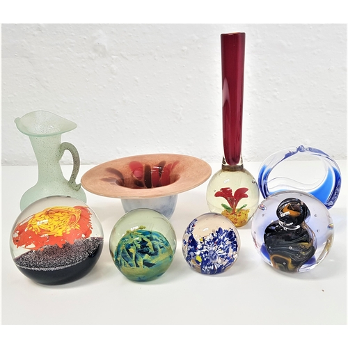 209 - MIXED LOT OF GLASSWARE
including a Caithness Sunflare paperweight and three other paperweights, spil... 