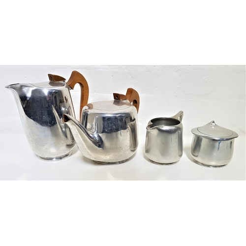 216 - PICQUOT WARE TEA SERVICE
comprising a tea pot, hot water jug, milk jug and lidded sugar bowl (4)