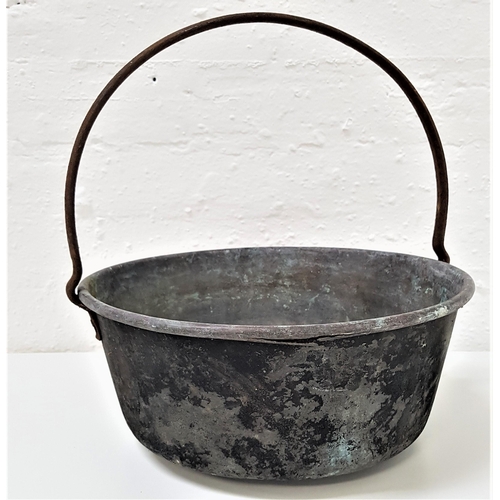 243 - 19th CENTURY BRASS PRESERVE PAN
with a fixed iron handle