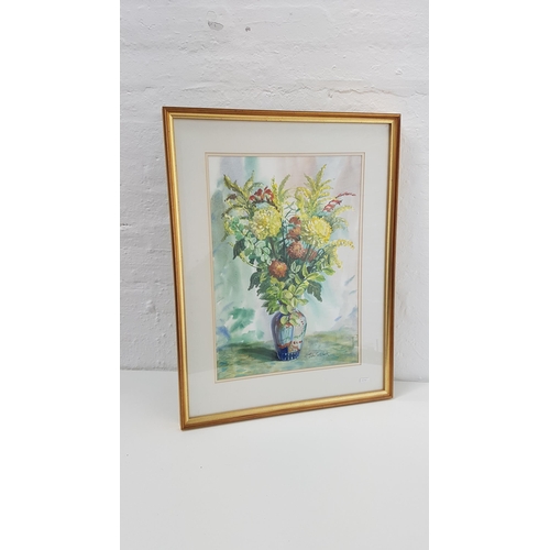 1694 - JOHN S. CLARK
Chrysanthum and Golden Privet, watercolour, signed and label to verso, 52cm x 37cm tog... 