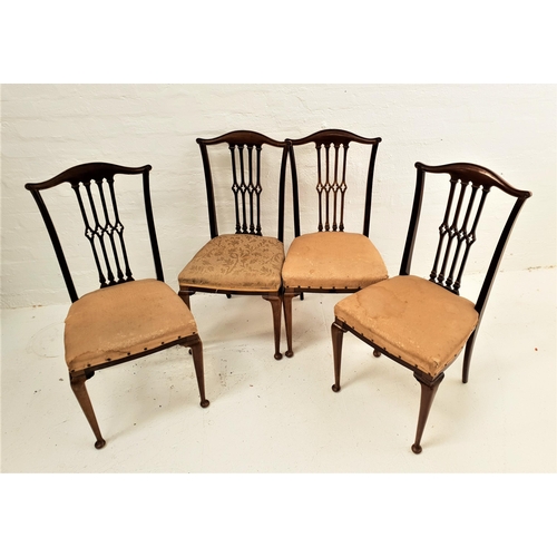 1770 - SET OF FOUR GEORGE VI DINING CHAIRS
with shaped top rails above four central pierced splats, with st... 