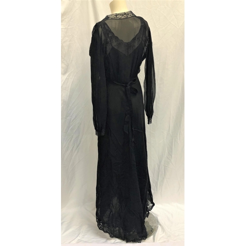 125 - MAE WEST OWNED BLACK LACE NEGLIGEE SET
the set consists of a gown and a robe. The set is made of a b... 