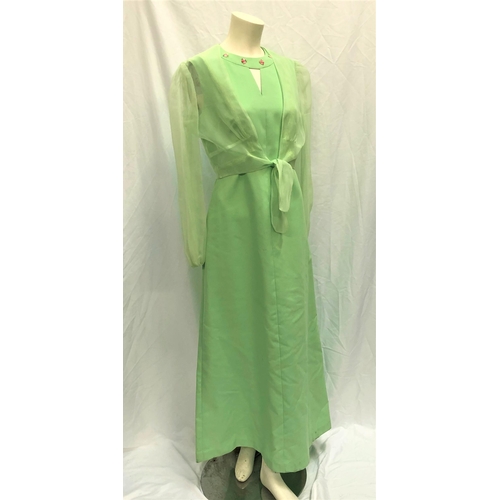 126 - NORMA SHEARER OWNED TWO PIECE GREEN COCKTAIL GOWN
the handmade dress with embroidered detail to the ... 