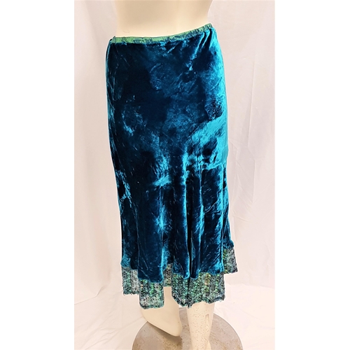 180 - CHER - 'ROZAE NICHOLS' BLUE VELVET SKIRT
with sequined hem, size M, with tag from Barneys New York. ... 