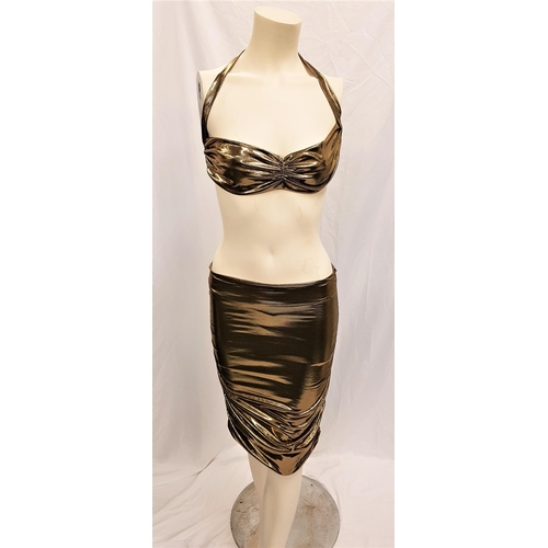 183 - BEYONCE KNOWLES - GOLD METALLIC CUSTOM MADE TWO PIECE BY TINA KNOWLES
worn and produced for the 'Fre... 