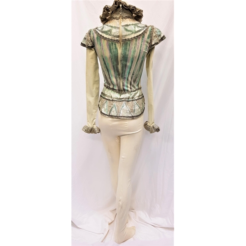 291 - SCOTTISH BALLET - MARY QUEEN OF SCOTS
the leotard costume in cream with lilac, blue and grey design ... 