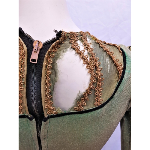 294 - SCOTTISH BALLET - MARY QUEEN OF SCOTS
the lycra green/gold leotard costume with black and gold trims... 