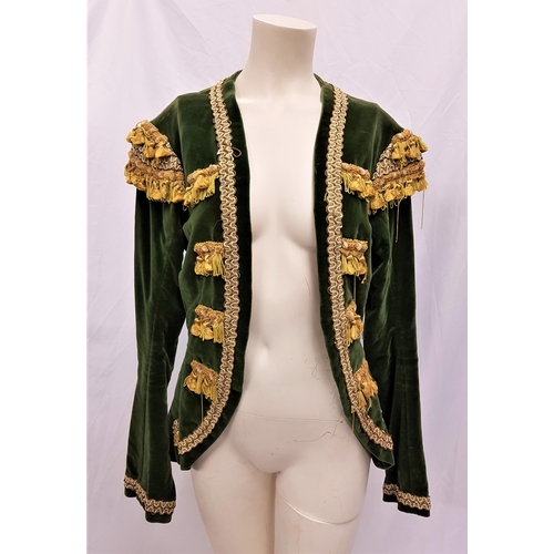 302 - SCOTTISH BALLET - UNKNOWN PRODUCTION
Olive green velvet jacket with gold trim to front, shoulders an... 