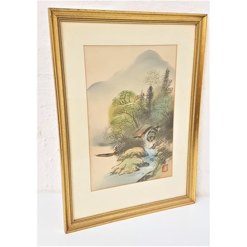 338 - CHINESE SCHOOL
Mill by the stream, watercolour on silk, 35.5cm x 23.5cm