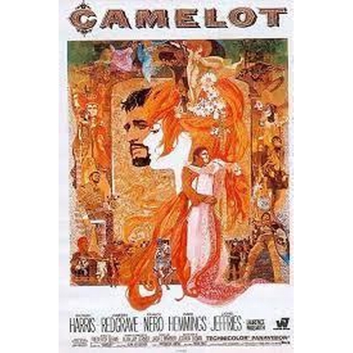 78 - CAMELOT (1967) - MEDIEVAL DRESS 
with long train and wizard sleeves, accompanied by a Back Lot Props... 