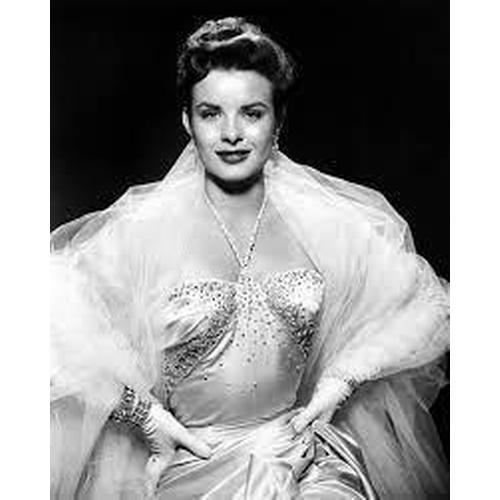 131 - JEAN PETERS OWNED BLACK AND WHITE EVENING GOWN
accompanied by Corner Collectibles certificate of aut... 