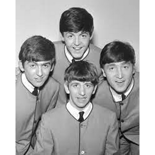 191 - THE BEATLES - RINGO STARR'S SUIT, SHIRT AND TIE
the collarless four button jacket in blue jersey mat... 