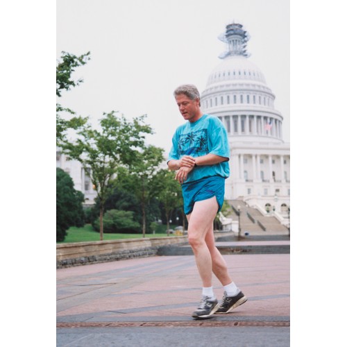 136 - BILL CLINTON - YELLOW RUNNING JACKET
embroidered with his name and the Presidential Seal. Accompanie... 