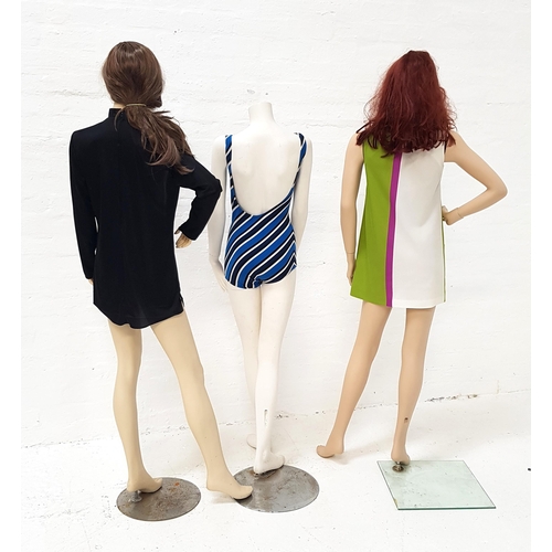 193 - TWO VINTAGE MINI DRESSES
comprising a Mod 1960s geometric colour block dress in green, white and pur... 