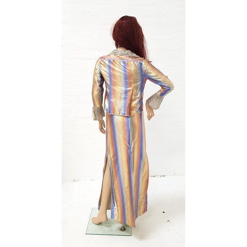 197 - 1970s METALLIC LAME DISCO OUTFIT
by Bill Gibb London, the jacket with sequinned wide collar and cuff... 