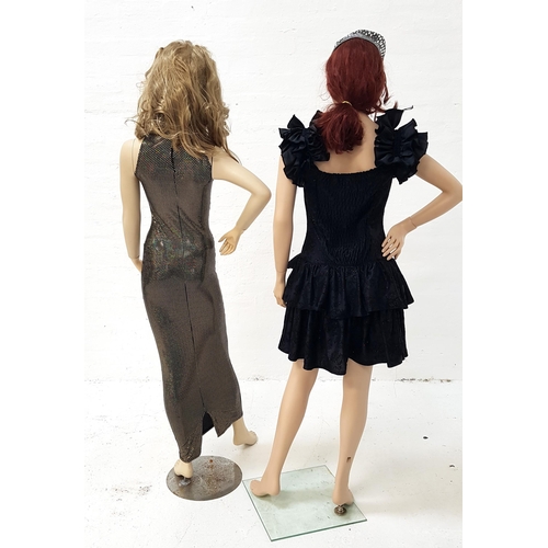 198 - TWO 1980s VINTAGE DRESSES
comprising a sparkly black Rara dress, with frilly shoulders, bow detail t... 