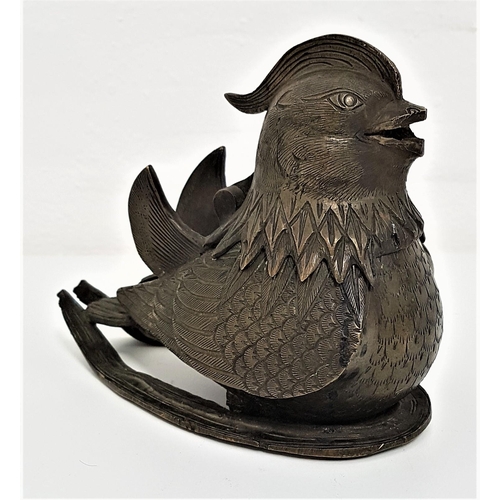 234 - CHINESE BRASS INCENSE BURNER
in the form of a Mandarin duck, with a hinged head and detailed feather... 