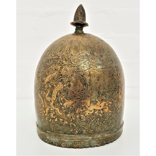 238 - INDO PERSIAN BRASS SECTION OF A LAMP
of dome form with elaborate decoration overall of figures, anim... 