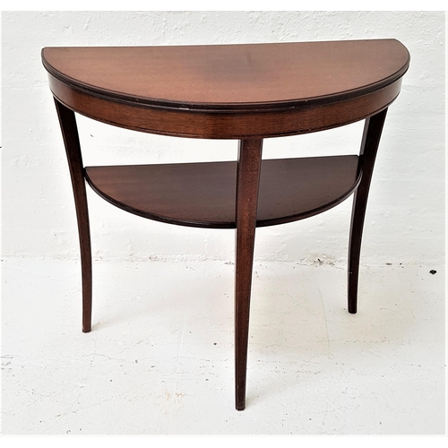 365 - LEGATE MAHOGANY D SHAPED SIDE TABLE
with a moulded top above a shaped lower shelf, standing on three... 