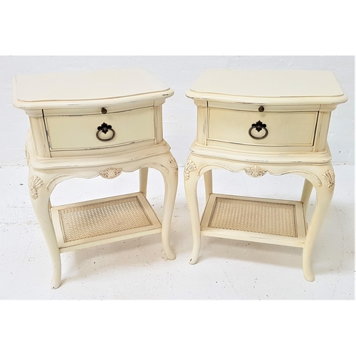 376 - PAIR OF WILLIS & GAMBIER BEDSIDE TABLES
with shaped moulded tops above a slide out shelf with a draw... 