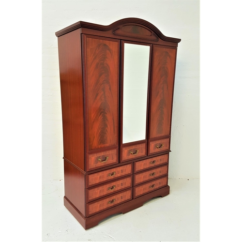 368 - CAXTON MAHOGANY WARDROBE
with an arched top above a central mirror door flanked by a pair of cupboar... 