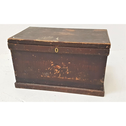 417 - PINE BLANKET BOX
with a lift up lid revealing a candle box with two drawers below, with side carryin... 