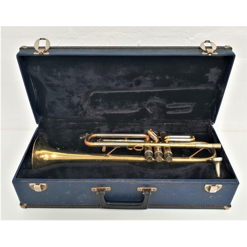 294 - BESSON CRESCENDO TRUMPET
brass and nickel plated, with mouthpiece, numbered 528115, in a fitted case