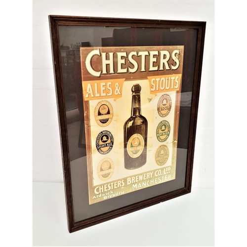 331 - CHESTERS BREWERY
a framed advertising poster for the Manchester brewery depicting ales and stouts, 5... 