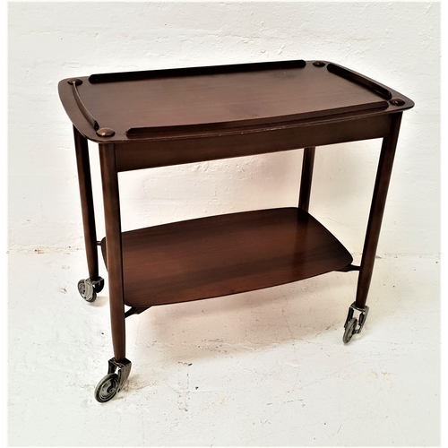 430 - EVEREST STAINED TEAK TROLLEY
with a removable galleried top tray on turned supports, united by an un... 