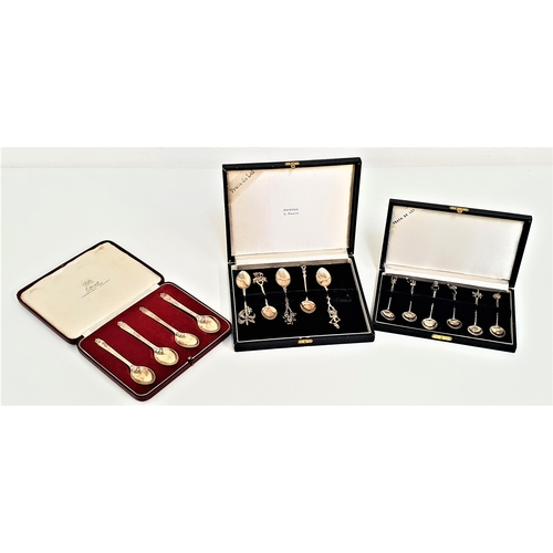 129 - CASED SET OF FOUR EDWARD VIII REGIONAL SILVER TEA SPOONS
bearing the assay marks for 1936 London, Sh... 