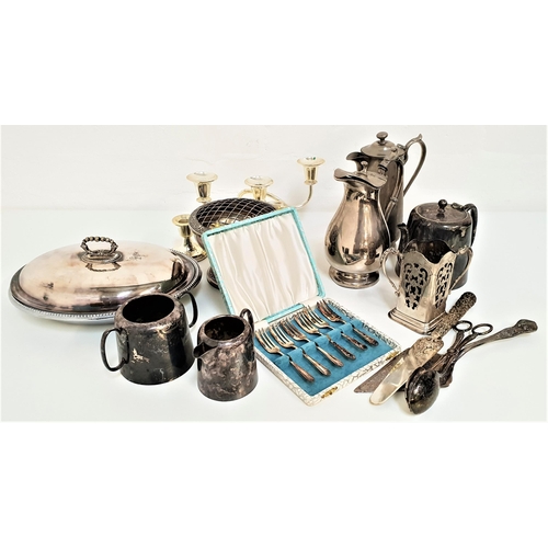 130 - LARGE SELECTION OF SILVER PLATE
including a salver with a beaded rim, lidded serving dish, two water... 