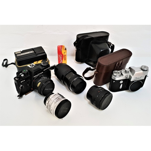 255 - SELECTION OF CAMERAS AND LENSES
including a Praktica BCA 35mm, Fenit 3M, numbered 65117759, Fenit nu... 