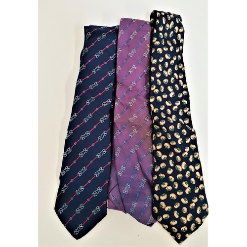 286 - THREE HERMES SILK TIES
two blue and one purple (3)