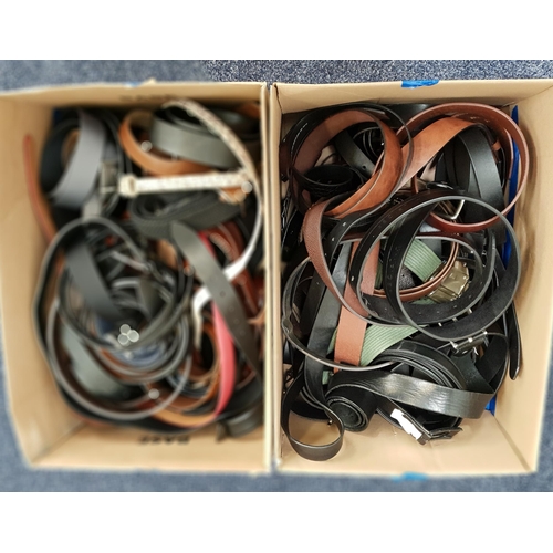 21 - TWO BOXES OF LADIES AND GENTS BELTS