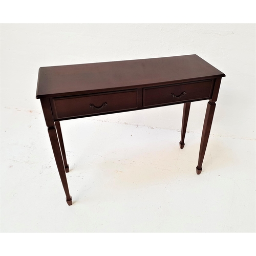 462 - MAHOGANY AND CROSSBANDED SIDE TABLE
with a rectangular moulded top above two panelled frieze drawers... 