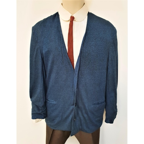 190 - THE BEATLES - PAUL McCARTNEY'S SUIT, SHIRT AND TIE
the collarless four button jacket in blue jersey ... 