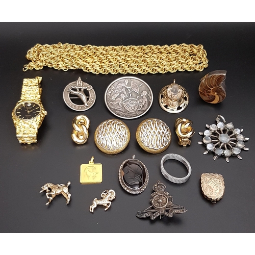 82 - INTERESTING SELECTION OF SILVER AND OTHER JEWELLERY
including a South African silver brooch with rel... 