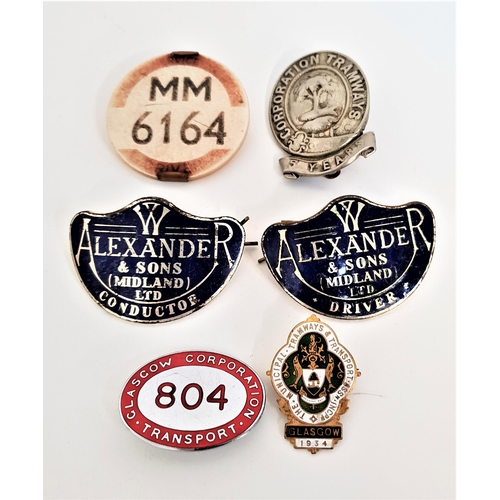 329 - SELECTION OFF BUS AND TRAM BADGES
including two W.Alexander & Sons conductor badges in blue enamel, ... 