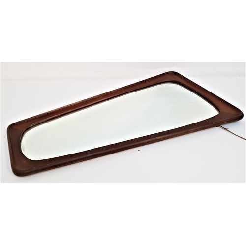 448 - RETRO TEAK WALL MIRROR
with a shaped frame and plate, 75cm high, together with a white painted alumi... 