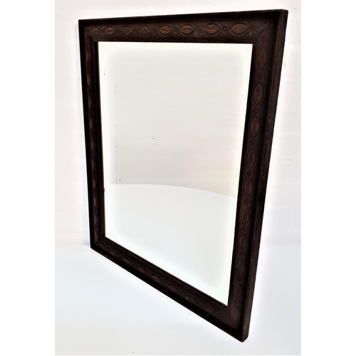 467 - TWO WOODEN FRAMED RECTANGULAR WALL MIRRORS
one in carved oak frame, 62.5cm x 51.7cm; the other with ... 