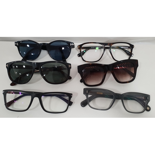216 - SIX PAIRS OF DESIGNER SUNGLASSES AND SPECTACLES 
comprising: Emporio Armani, Cubitts, Marc Jacobs, S... 