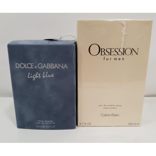 220 - TWO NEW AND UNUSED MEN'S EAU DE TOILETTES
comprising Calvin Klein Obsession for men (200ml), and Dol... 