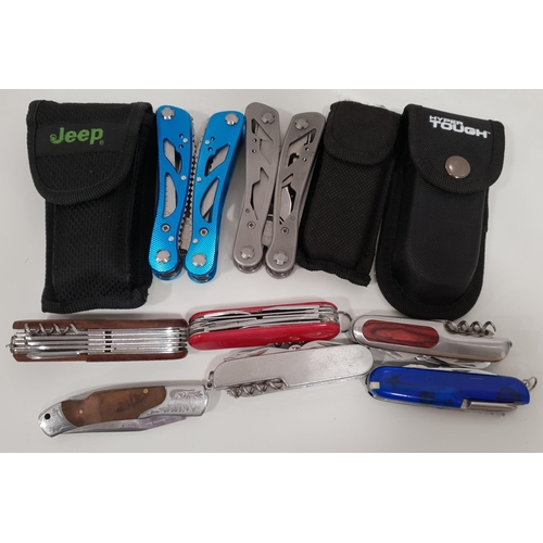 229 - SELECTION OF BRANDED AND UNBRANDED SWISS ARMY KNIVES AND MULTI TOOLS
makes include Stanley and Hyper... 