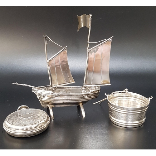 204 - VICTORIAN SILVER BRIGANTINE
with removeable masts and sails, London 1898; a late Victorian circular ... 