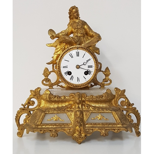 282 - 20th CENTURY FIGURAL MANTLE CLOCK
with a circular enamel dial with Roman numerals and an eight day m... 