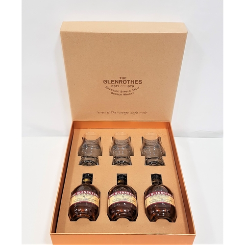 493 - THE GLENROTHES SPEYSIDE SINGLE MALT SCOTCH WHISKY MINIATURE PACK
comprising three Glenrothes Vintage... 