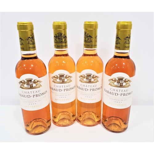 522 - FOUR BOTTLES OF 2011 CHATEAU RABAUD-PROMIS PREMIER GRAND CRU CLASSE SAUTERNES
37.5cl & 13% (4)