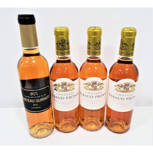 525 - FOUR BOTTLE SAUTERNES
comprising three bottles of 2011 Chateau Rabaud-Promis Premier Grand Cru Class... 